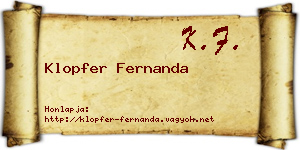 Klopfer Fernanda névjegykártya